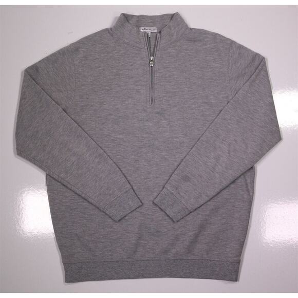 Peter Millar Heather Gray Cotton-Modal 1/4 Zip Pullover Sweater Men's Large - Picture 1 of 6